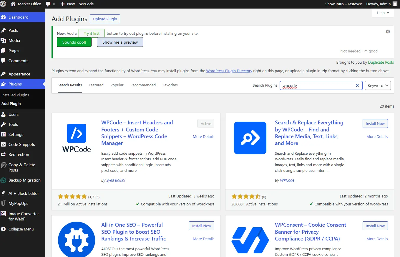 WPCode Plug-in Installation - Dont forget to Activate