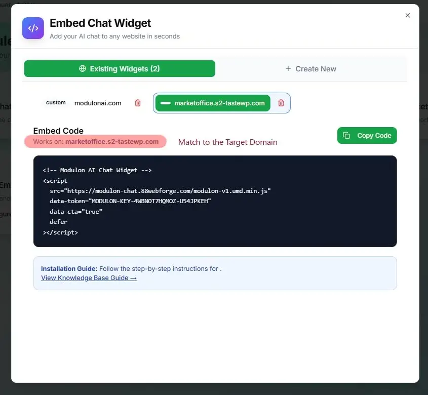 API key from Dashboard 