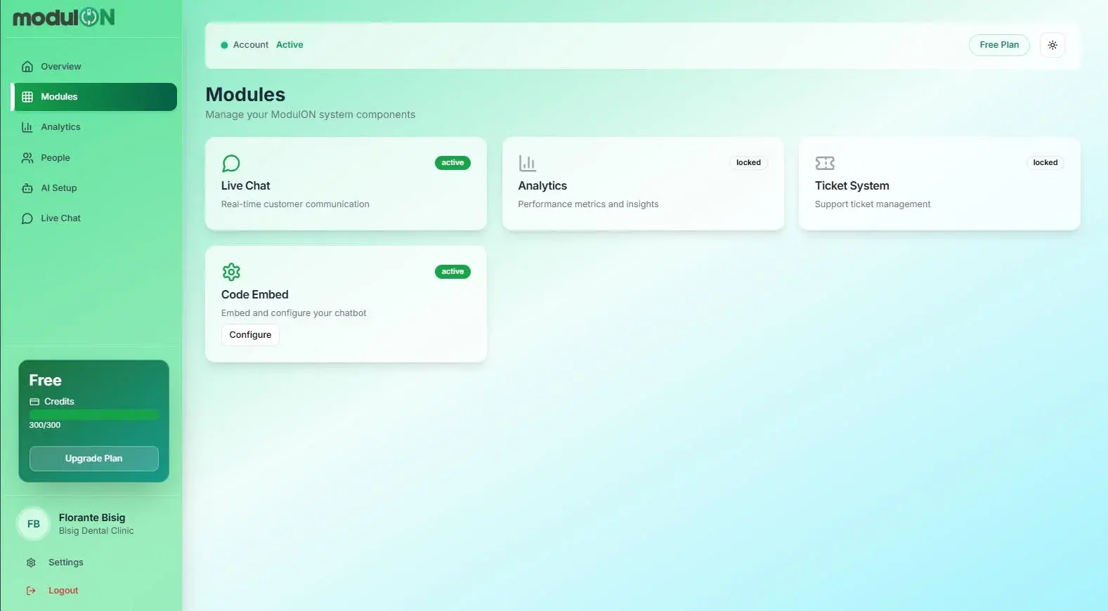 Dashboard - Modulon AI ChatBot Dashboard - Modulon AI ChatBot